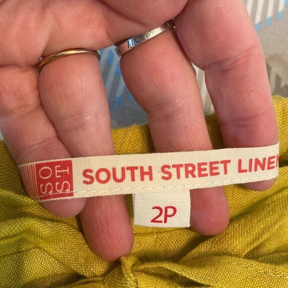 South Street Linen cropped pants w/ pockets in citron (2P) - Picture 7 of 9
